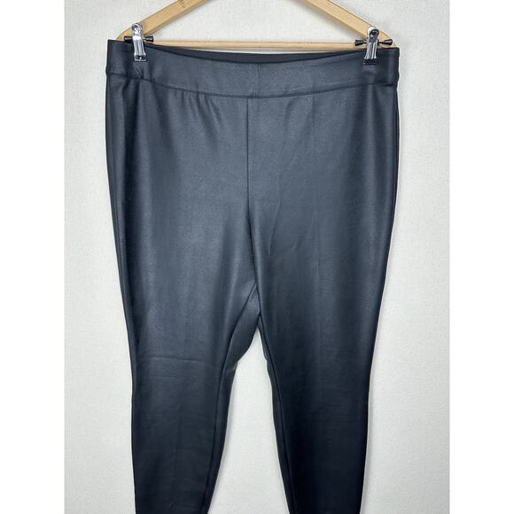 Lane Bryant Black Faux Leather High Waist Womens Ponte Leggings Pants Size 18/20 - Picture 2 of 7
